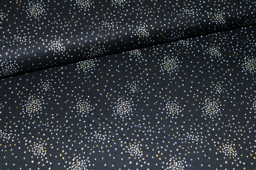 Designer-Baumwollstoff Clusters Black Hole metallic schwarz (10 cm)